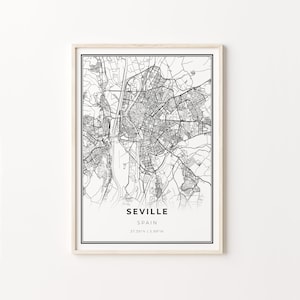 Stadt Karte Kunst Poster, Stadt Karte, Spanien, Wand Kunst Dekor, Moderner schwarz weiß Stil, Geschenk für Mitarbeiter, C13-788