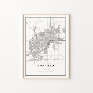 Amarillo Print, City Map Art Poster, Texas TX USA, Wall Art Decor, Modern Black and White Style, Gift Ideas For Mom, C13-258