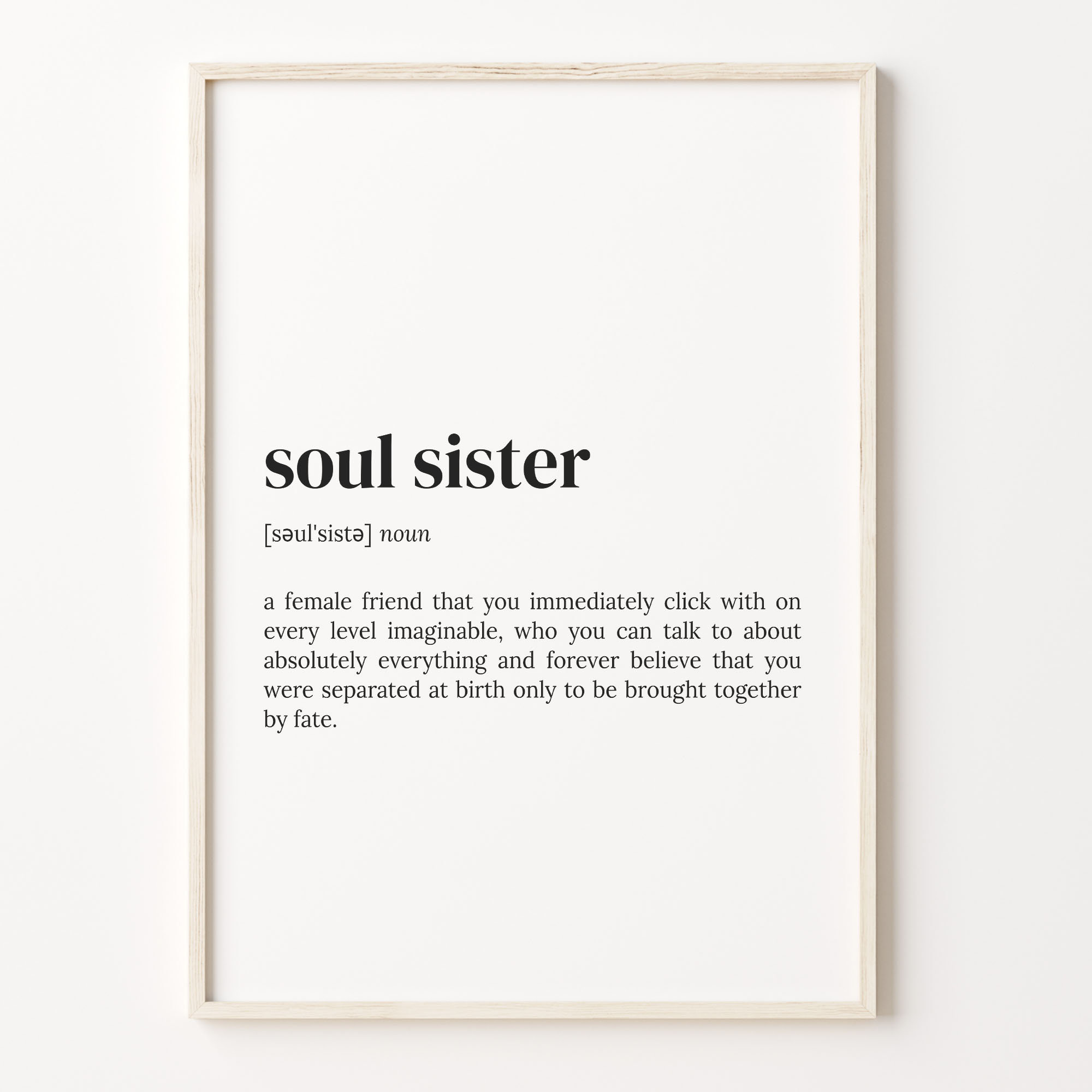 Soul Sister Definition Art Print, Friend Gift, C17-425 - Etsy