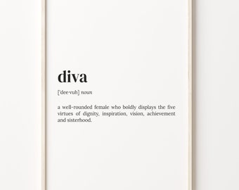 Diva Definition Print: Zitat Wandkunst