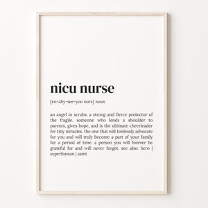 Impresión de definición de enfermera Nicu, cartel del diccionario, arte de la pared de la cita, regalo de agradecimiento, cita de enfermera Nicu, regalo de enfermera Nicu, ideas de regalo, C17-634