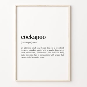 Cockapoo Definition Print, Dictionary Poster, Quote Wall Art, Dog Owner Gift, Cockapoo Owner Gift, Cockapoo Dog, Gifts For Dad, C17-83