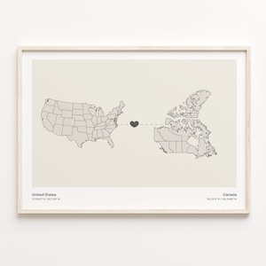 USA Kanada Druck, kanadisches Geschenk, minimalistische Landkarte Poster, USA Wandkunst, Faraway Liebe Geschenk, C21-32