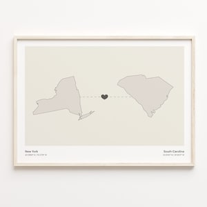 New York South Carolina Druck, Südcarolinian Geschenk, Minimalistische Karte Poster, Reise Wandkunst, Fernkarte, C21-1392