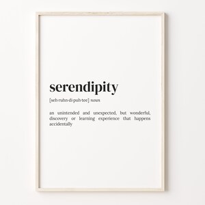 Serendipity Definition Print, Dictionary Poster, Quote Wall Art, Self Growth Art, Motivational Quote, Growth Gift, C17-399