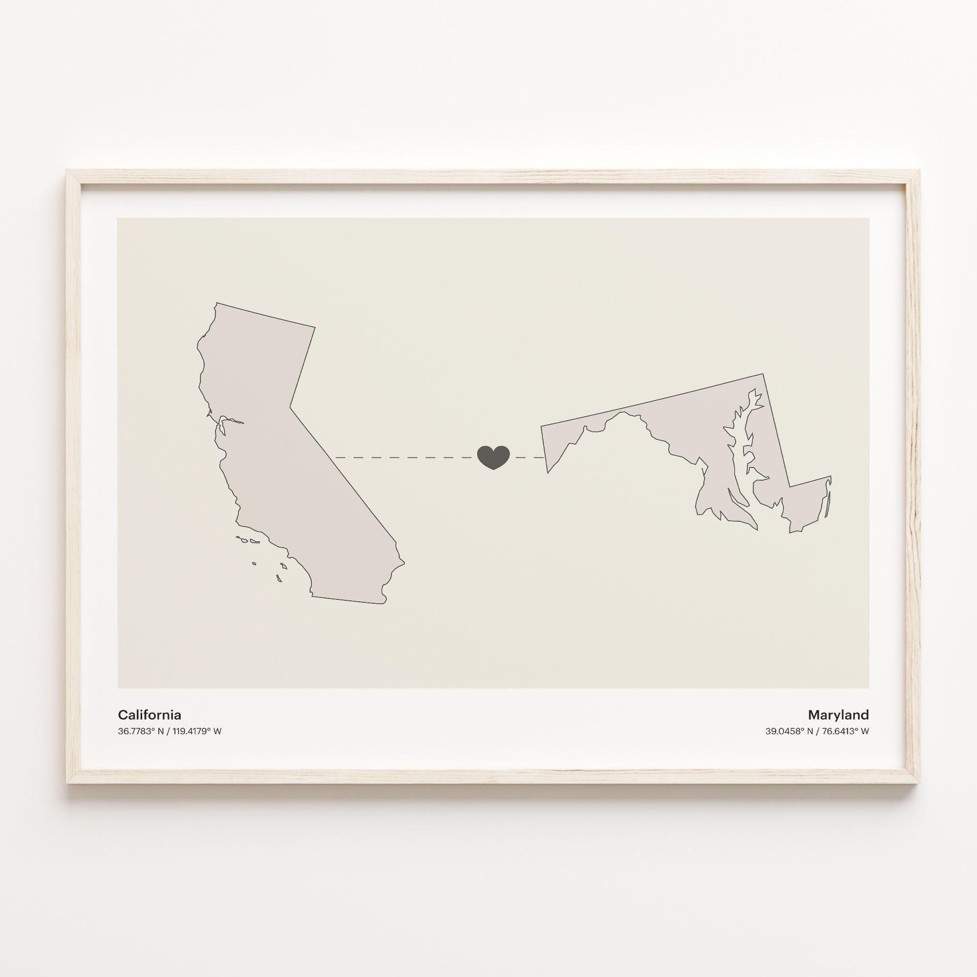 California Maryland State Connection Map Print: Minimalist Travel Wall Art  - Etsy Israel, image size:2000x2000