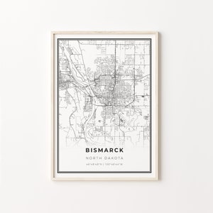 Bismarck Print, City Map Art Poster, North Dakota ND USA, Wall Art Decor, Modern Black and White Style, Gifts For Mom, C13-39