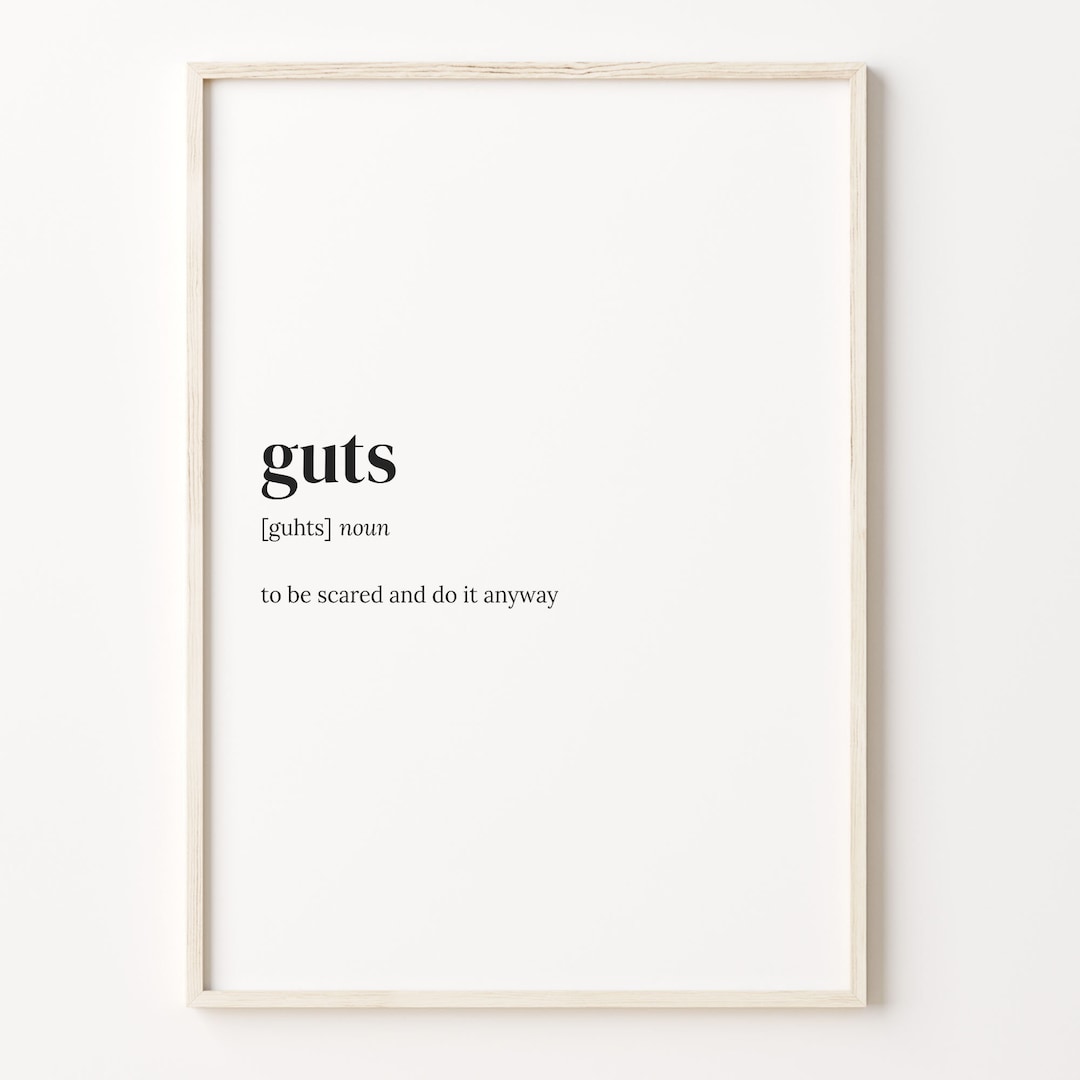 Guts Definition Print, Dictionary Poster, Quote Wall Art, Motivational