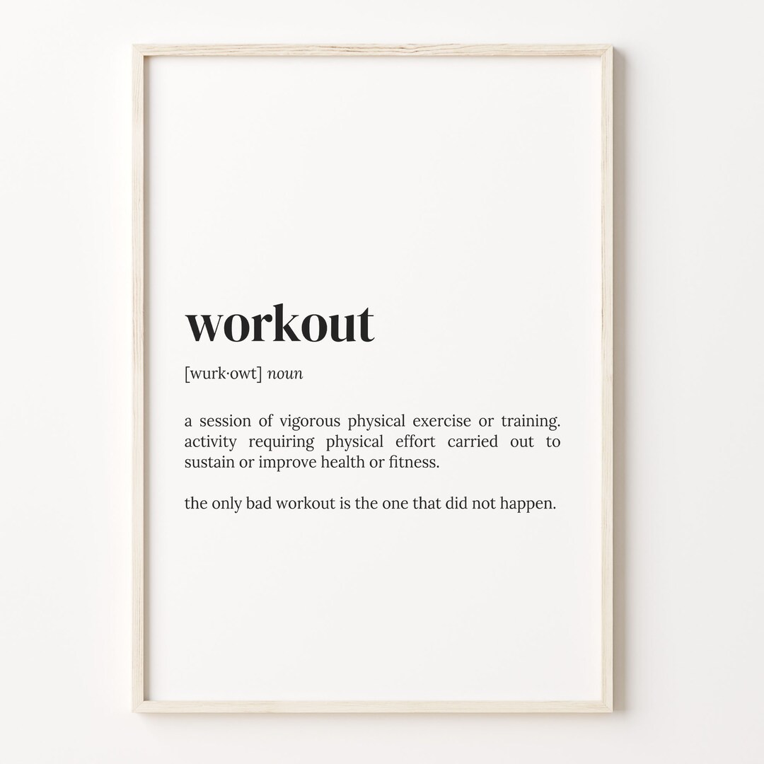 Workout Definition Print Dictionary Poster Quote Wall Art Etsy