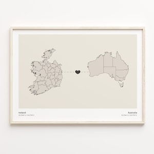 Irland Australien Karte Poster, Australischer Druck, Minimalistische Landkarte, Reise Wandkunst, Umzug Geschenk, C21-1004
