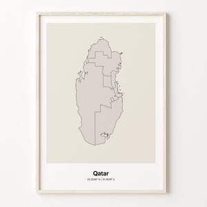 Qatar Print, Qatari Gift, Minimalistic Country Map Poster, QA Line Art, Minimalist design, C24-149