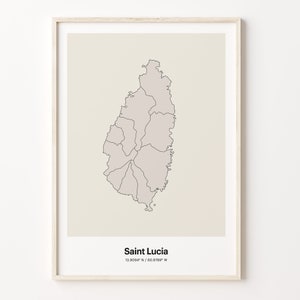 Saint Lucia Print, Saint Lucian Gift, Minimalistic Country Map Poster, LC Line Art, Living room decor, C24-154