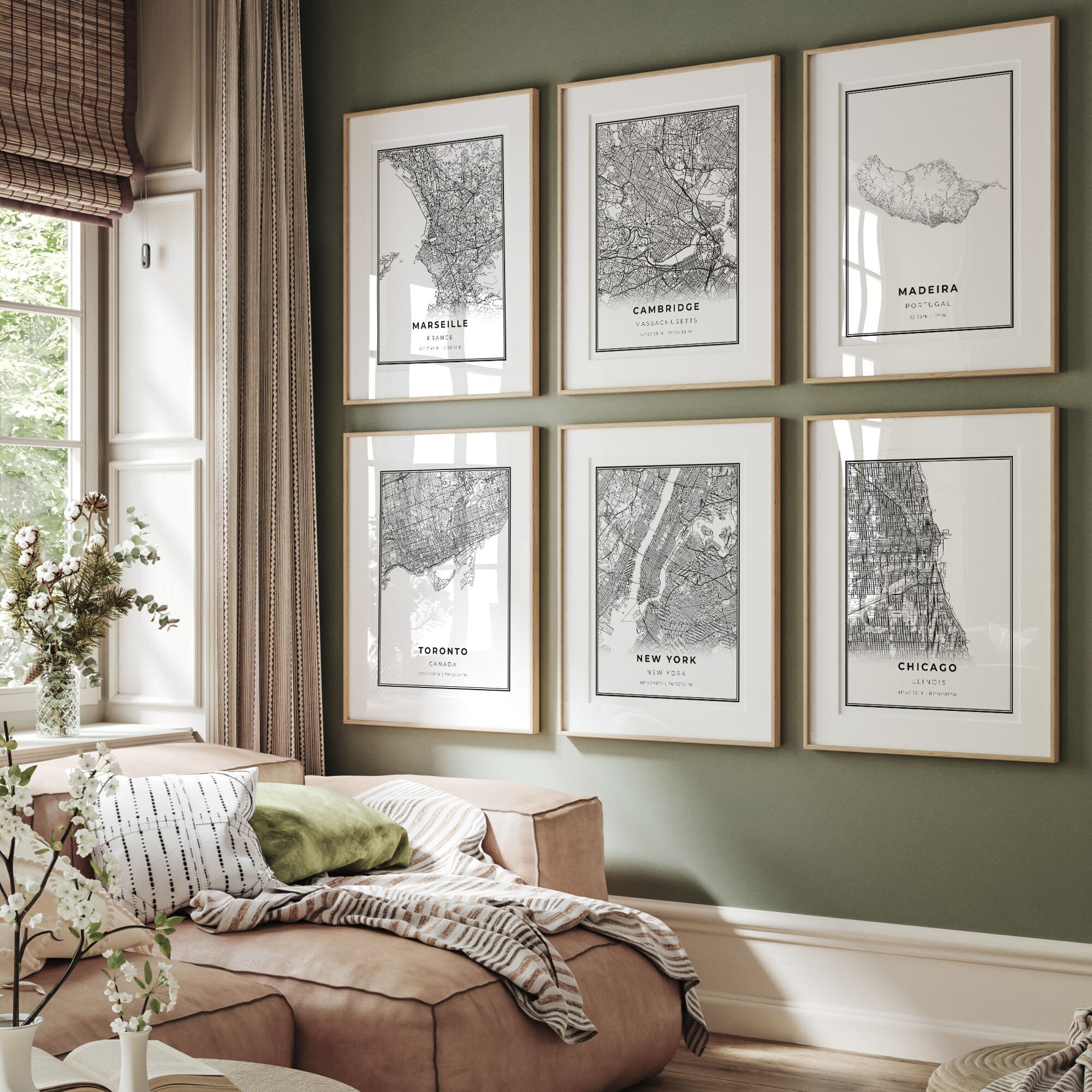 ケンブリッジ ヴィンテージ 絵地図 地図 ポスター Cambridge Print, City Map Art Poster, Boston Massachusetts