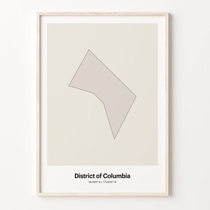 Distrikt von Columbia, Washington Geschenk, Minimalistische Landkarte Poster, DC Line Art, elegantes Kartendesign, C24-208