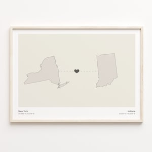 New York Indiana Print, Hoosier Geschenk, Minimalistische State Verbindung Karte Poster, Reise Wand Kunst, Volunteer, C21-1366