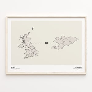 Grossbritannien Kirgisistan Print, Kirgisistan Print, Geschenk Kirgistan, minimalistische Landkarte Poster, Kunst des Vereinigten Königreichs, Umzug ins Ausland, C21-298