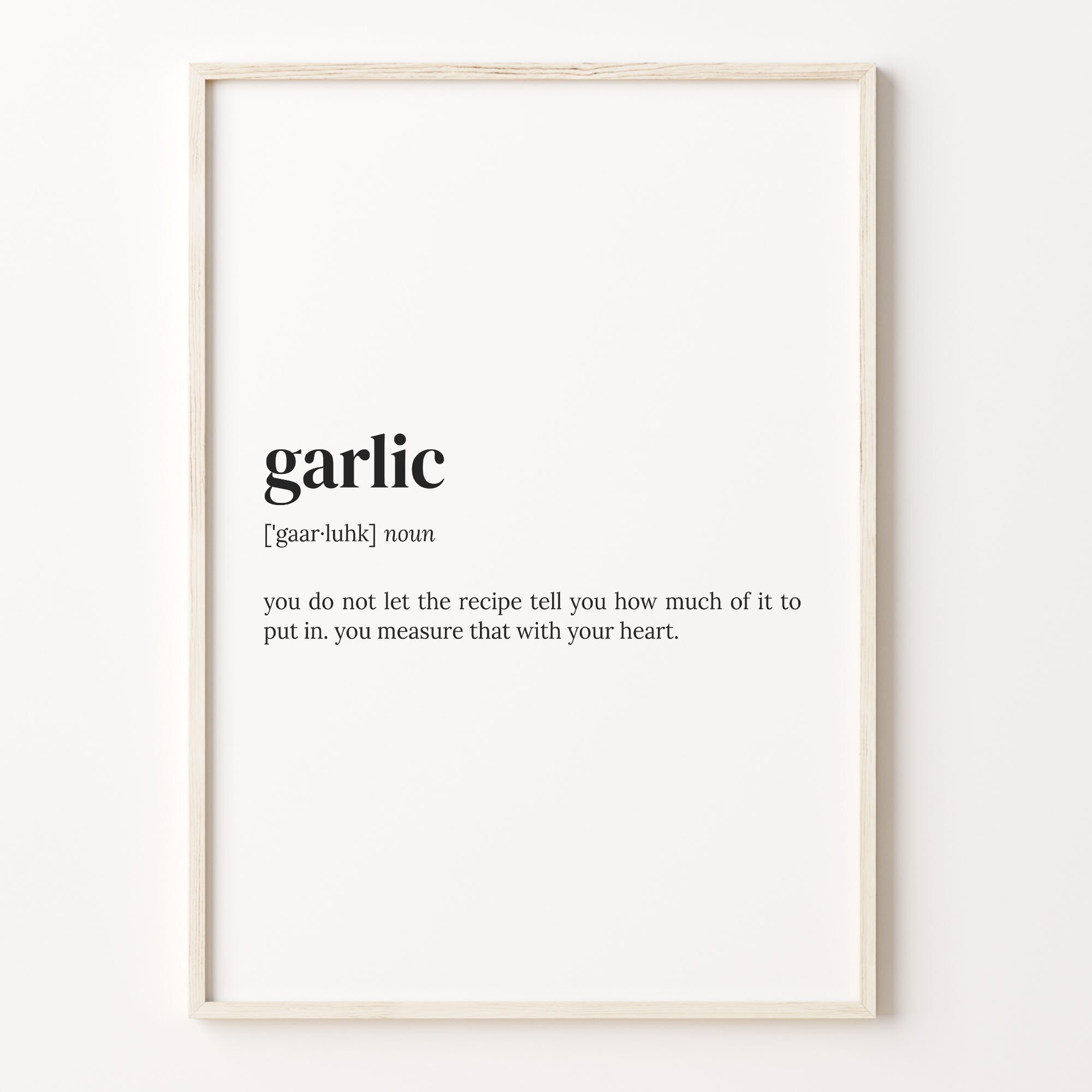 Garlic Definition Print Dictionary Poster Quote Wall Art Etsy