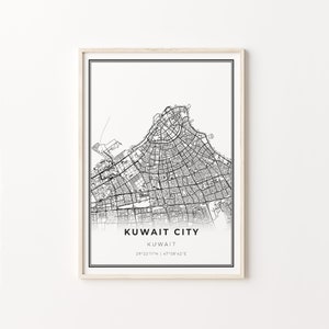 Kuwejt Miasto Druk, Mapa Miasta Plakat Art, Kuwejt, Dekoracja Ścienna, Nowoczesny Styl Czarno-Biały, Prezenty Biurowe Dla Mężczyzn, C13-636