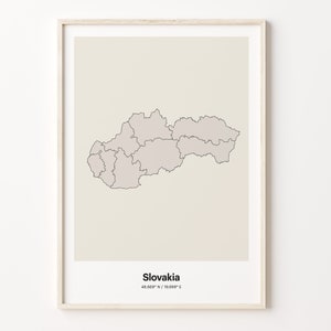 Slovakia Print, Slovak Gift, Minimalistic Country Map Poster, SK Line Art, Unique map gifts, C24-164