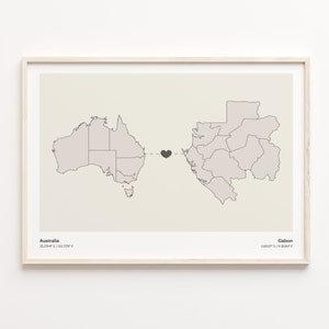 Australien Gabun Print, Französisch-Polynesische Geschenk, Minimalistische Landkarte Poster, Reise Wandkunst, Studieren im Ausland, C21-859