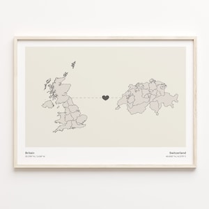 Grossbritannien Schweiz Druck, Schweiz Geschenk, Minimalistische Landkarte Poster, Grossbritannien Kunst, Gap Jahr Geschenk, C21-374