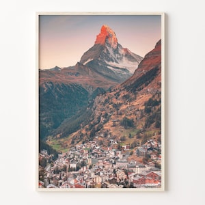 Zermatt Colorful Poster Print, Zermatt Photo Wall Art, Zermatt Wall Decor, Zermatt Travel Print, City Map, C18-17