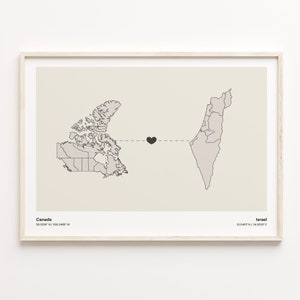 Kanada-Israel-Druck, Manx-Geschenk, minimalistisches Landverbindungskarten-Poster, Reise-Wandkunst, Willkommens-Home-Karte, C21-684