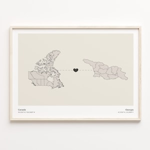 Kanada-Georgien-Druck, Gambia-Geschenk, minimalistisches Landverbindungskarten-Poster, Reise-Wandkunst, Geschenk für ein Auslandsstudium, C21-662