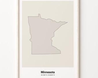 Minnesota Print, Minnesotan Gift, Minimalistic Country Map Poster, MN Line Art, Contemporary map, C24-223