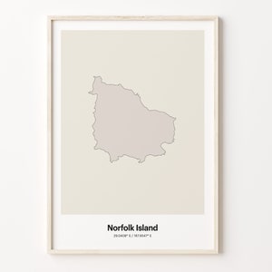 Norfolk Island Print, Norfolk Islander Gift, Minimalistic Country Map Poster, NF Line Art, Subdued wall art, C24-255