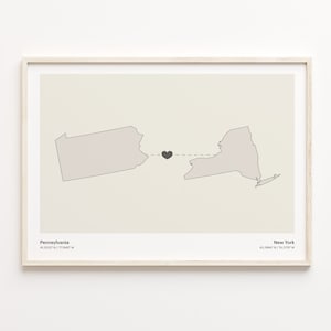 Impression de Pennsylvanie à New York, cadeau New-Yorkais, affiche minimaliste de carte de connexion d'état, art mural de voyage, carte de voyage, C21-1437