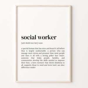 Social Worker Definition Print, Dictionary Poster, Quote Wall Art, Soical Worker Art, Social Worker Gift, Gift Social Worker, C17-587