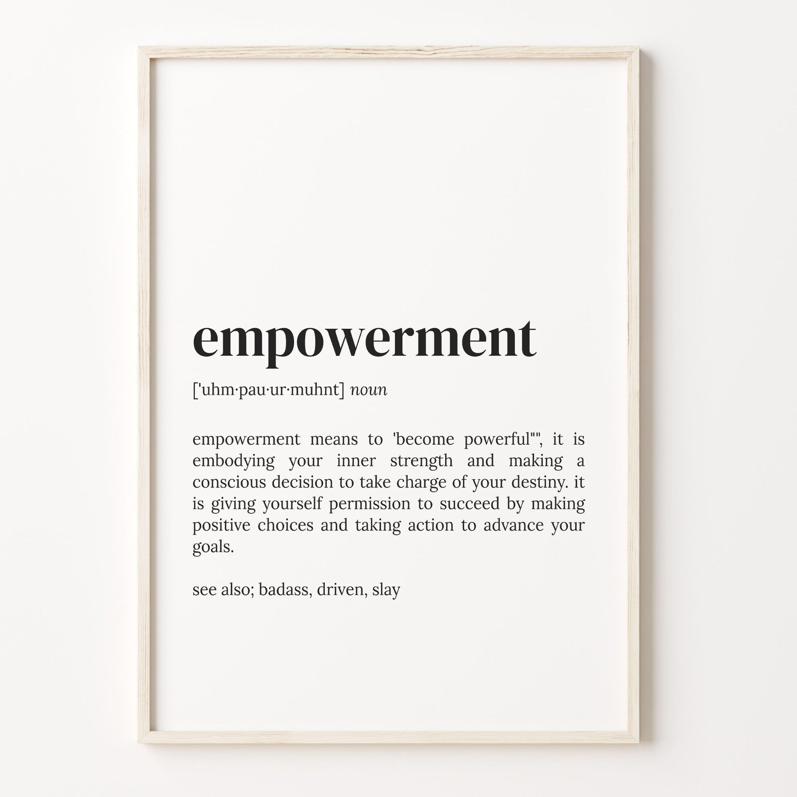 Empowerment Definition Print Dictionary Quote Art Etsy