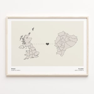 Großbritannien Ecuador Print, ecuadorianisches Geschenk, minimalistisches Land Karte Poster, Großbritannien Kunst, Auswanderungsgeschenk, C21-251