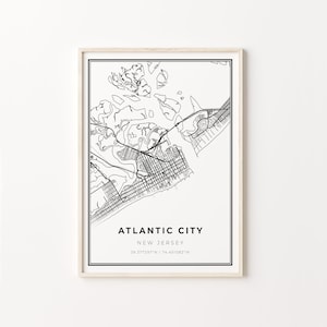 Atlantic City Map Print: Modern Black and White Wall Art
