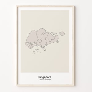 Singapore Print, Singaporean Gift, Minimalistic Country Map Poster, SG Line Art, Travel theme decor, C24-163