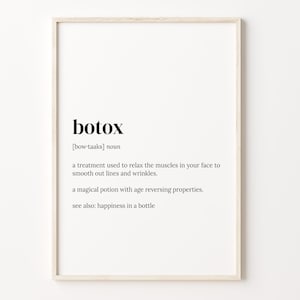 Botox Definition Print: Funny Aging Gift, Quote Wall Art