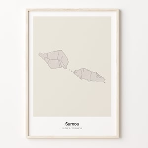 Samoa Print, Samoan Gift, Minimalistic Country Map Poster, WS Line Art, Bedroom wall art, C24-155