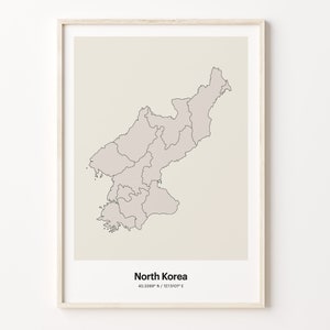 North Korea Print, North Korean Gift, Minimalistic Country Map Poster, KP Line Art, Travel wall art, C24-136