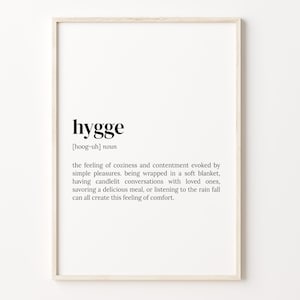 Impressão de definição Hygge, pôster de dicionário, arte de parede de citações, citações inspiradoras, citação motivacional, definição dinamarquesa, ideia de presente, C17-626