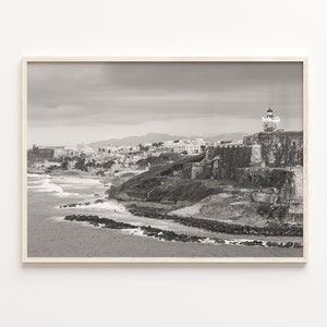 Puerto Rico Matted Poster Print Horizontal, Puerto Rico Black and White Wall Art, Puerto Rico Decor, Travel, City Map, C18-234
