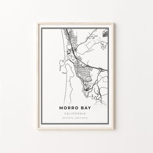 Morro Bay Print, City Map Art Poster, California CA USA, Wall Art Decor, Modern Black and White Style, Entryway Poster, C13-102