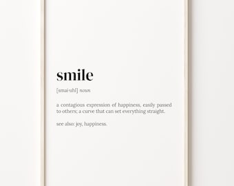 Smile Definition Art Print: Dictionary Wall Decor
