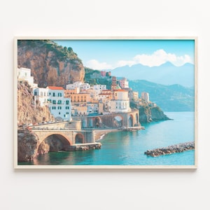 Sorrento Bunt Posterdruck Horizontal Italien, Sorrento Fotokunst, Sorrento Wanddekor, Sorrento Reisedruck, Stadtplan, C18-207