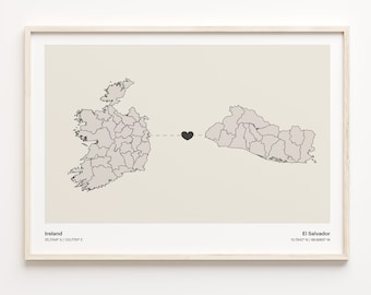 Ireland El Salvador Map Print: Country Connection Wall Art