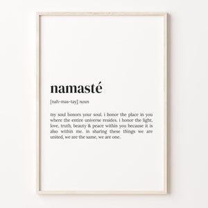 Namaste Definition Print: Inspirational Quote Wall Art
