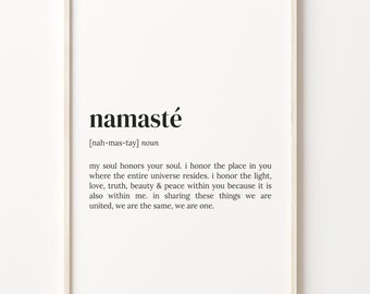 Namaste Definition Print: Inspirational Quote Wall Art