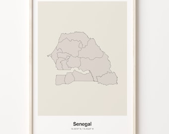Senegal Map Print: Minimalist Line Art Poster