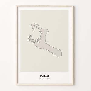 Kiribati Print, I-Kiribati Geschenk, Minimalistische Landkarte Poster, KI Line Art, Neutrale Töne Kunst, C24-96