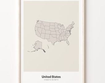 Minimalist United States Map Print: US Line Art Poster